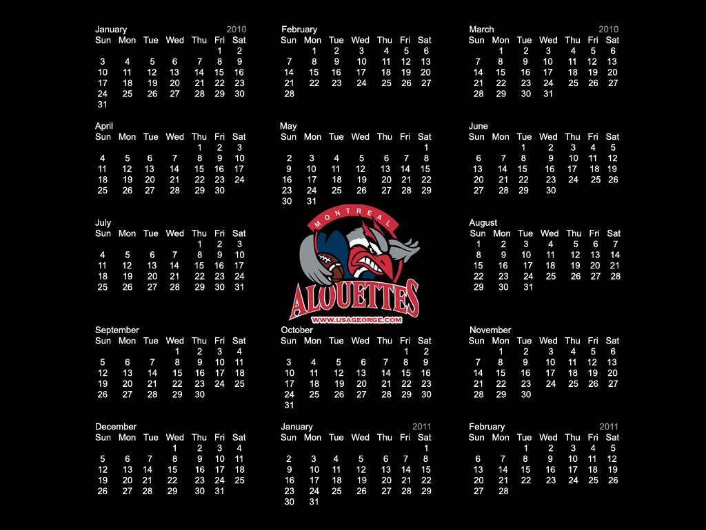 Montreal Alouettes 2010 Calendar